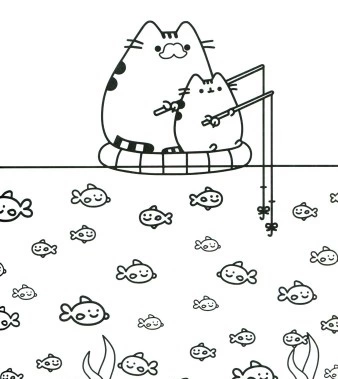 Kolorowanka Pusheen na rybach